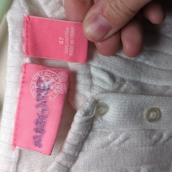 J. Khaki White Cotton Cable-Knit Cardigan Lightweight Button Front Girls Size 4T - Picture 2 of 4